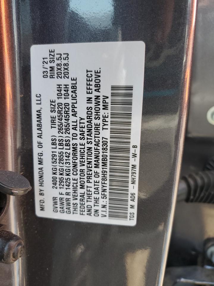 2021 Honda Passport Touring VIN: 5FNYF8H91MB018307 Lot: 64586994