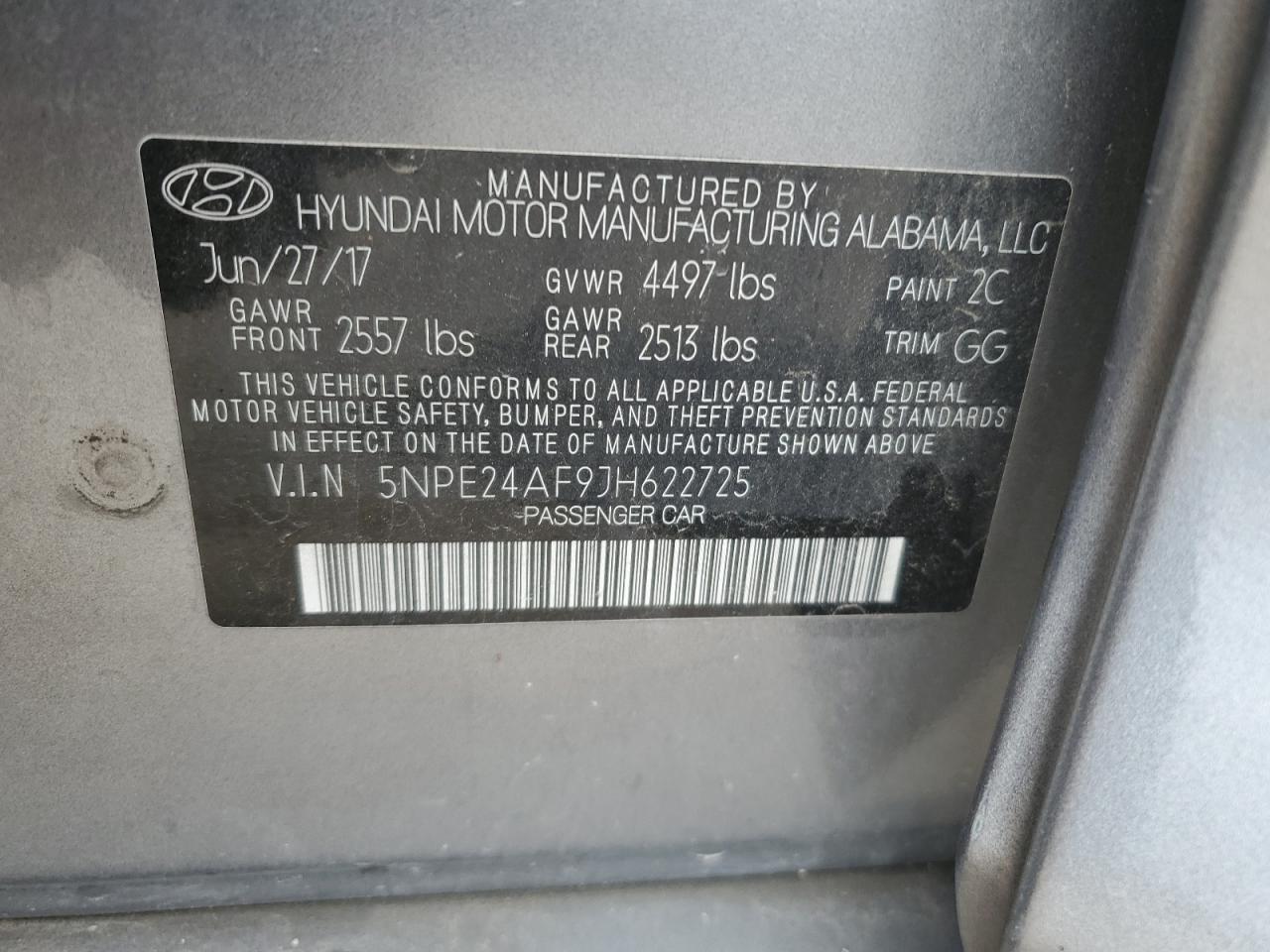 5NPE24AF9JH622725 2018 Hyundai Sonata Se