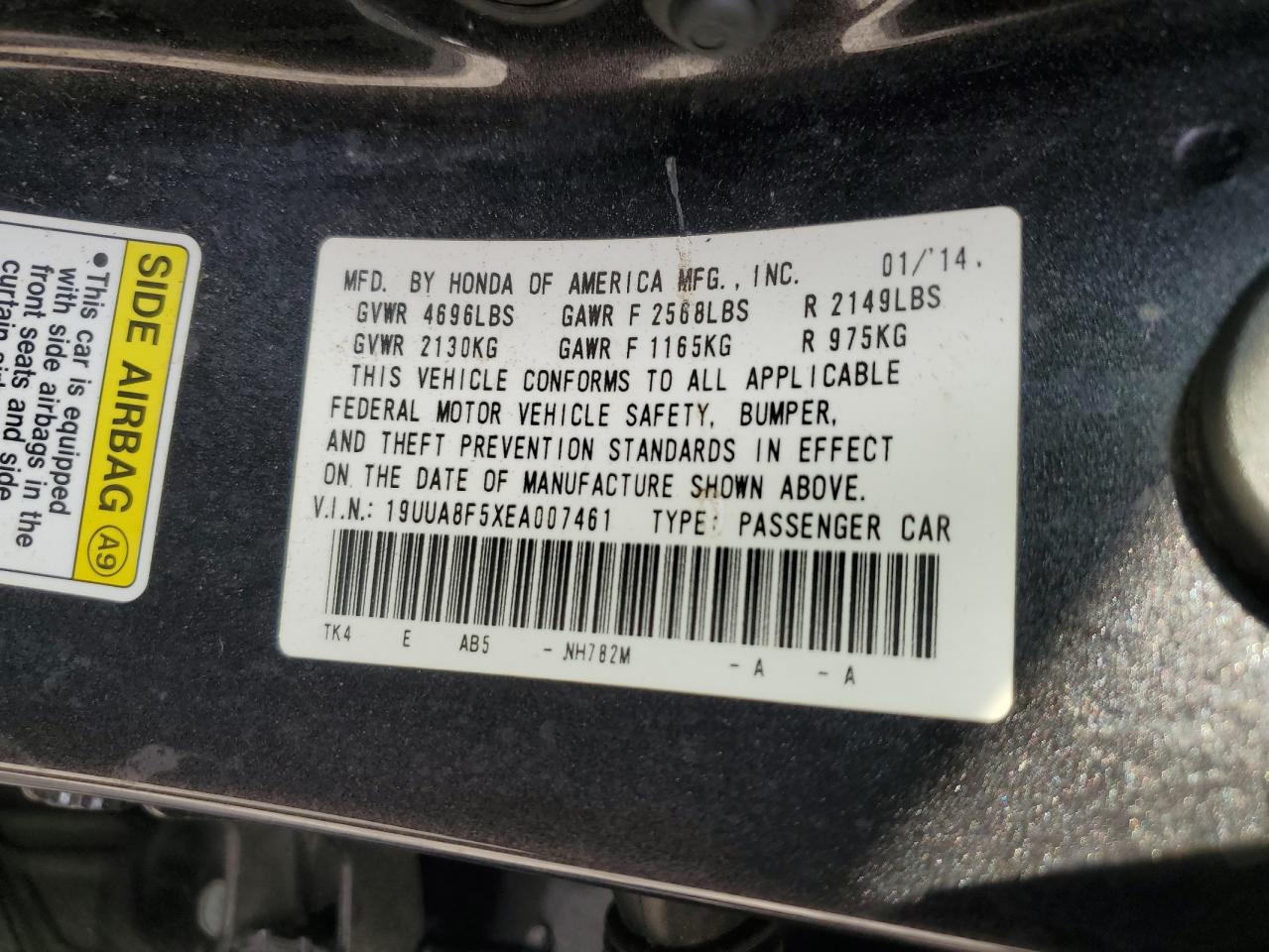 2014 Acura Tl Tech VIN: 19UUA8F5XEA007461 Lot: 64082784