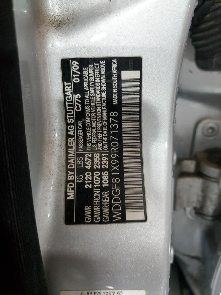 2009 Mercedes-Benz C 300 4Matic VIN: WDDGF81X99R071378 Lot: 63892734