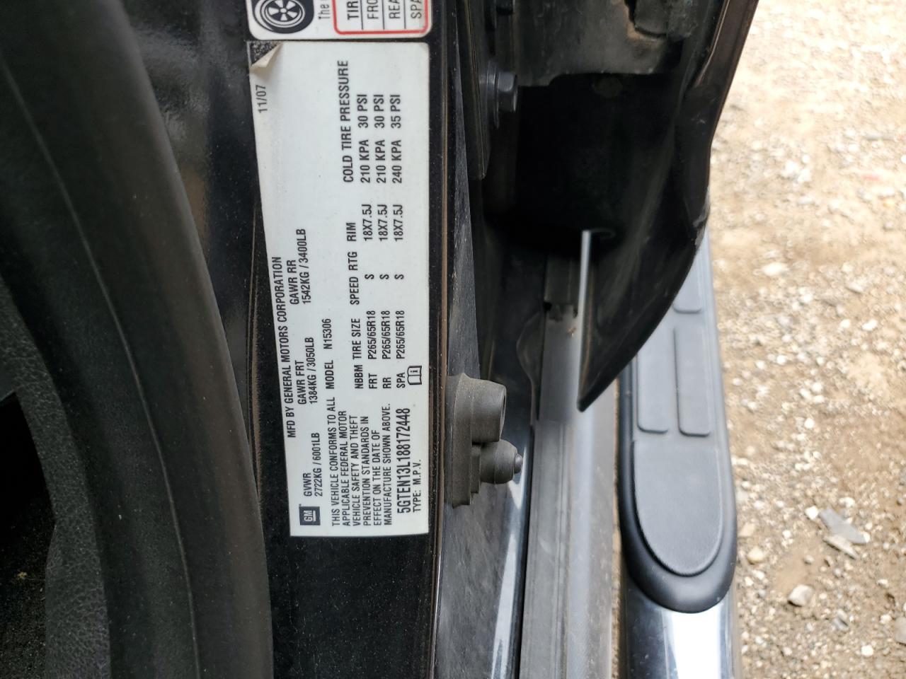 2008 Hummer H3 Alpha VIN: 5GTEN13L188172448 Lot: 61749434