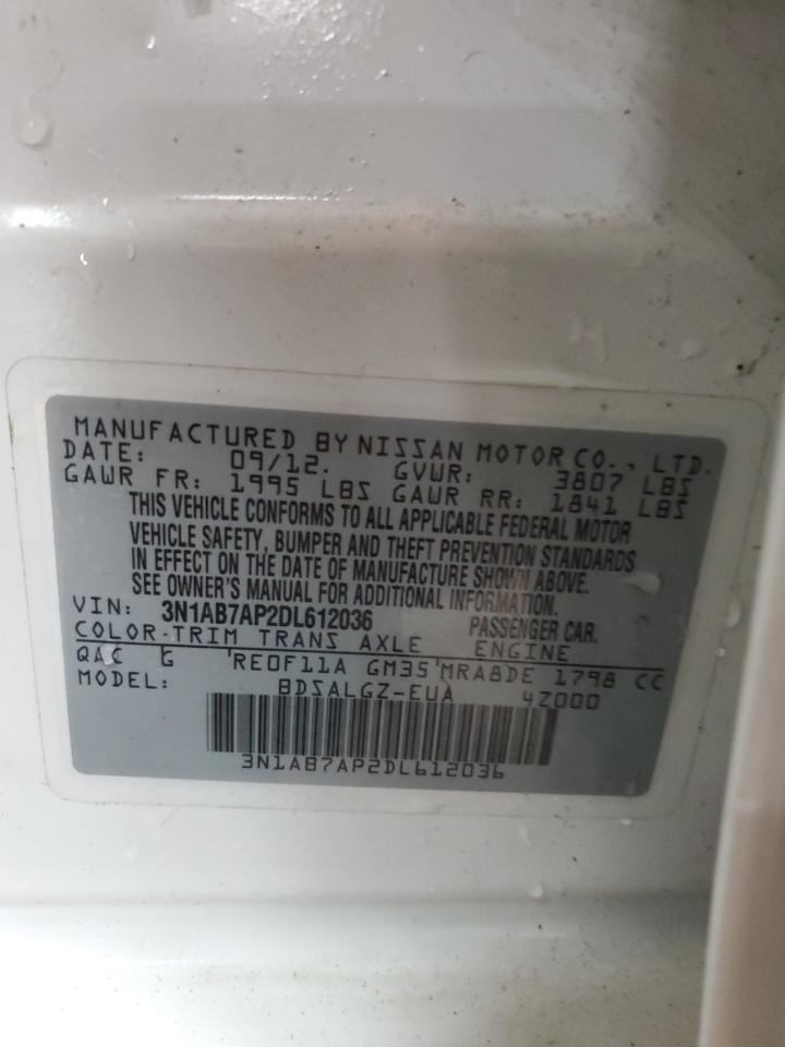 2013 Nissan Sentra S VIN: 3N1AB7AP2DL612036 Lot: 62089114