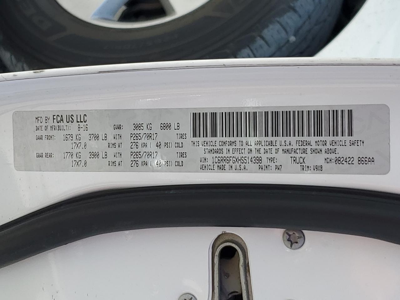 2017 Ram 1500 St VIN: 1C6RR6FGXHS514398 Lot: 63997574