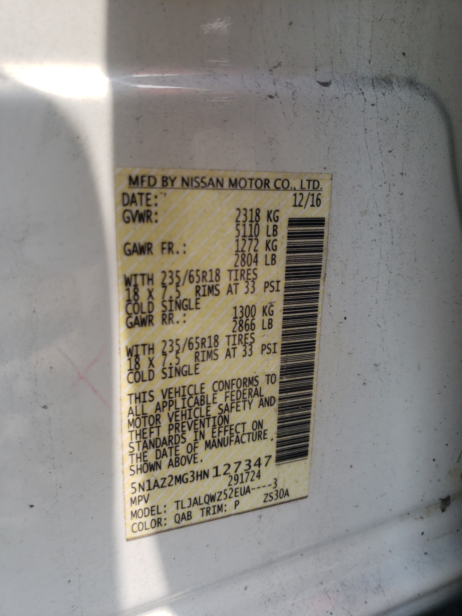 5N1AZ2MG3HN127347 2017 Nissan Murano S