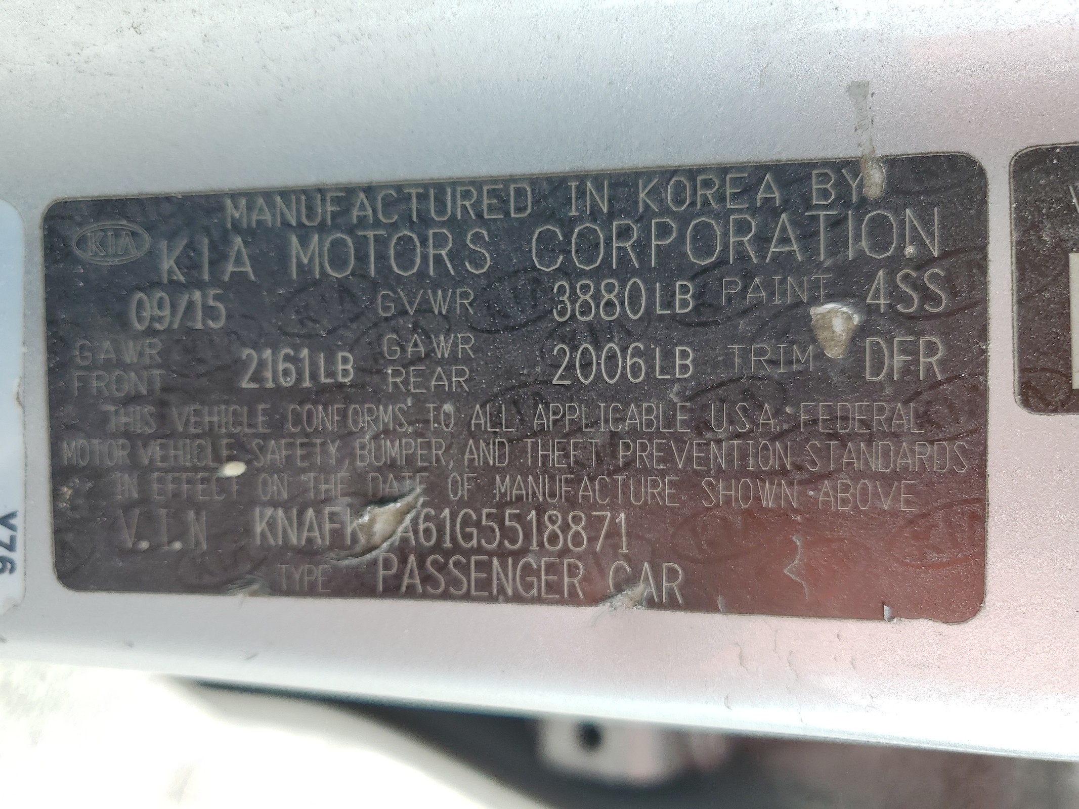 KNAFK4A61G5518871 2016 Kia Forte Lx