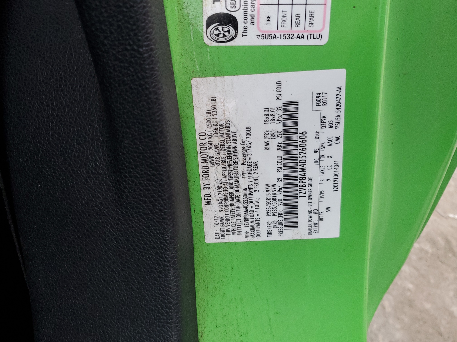 1ZVBP8AM4D5260606 2013 Ford Mustang