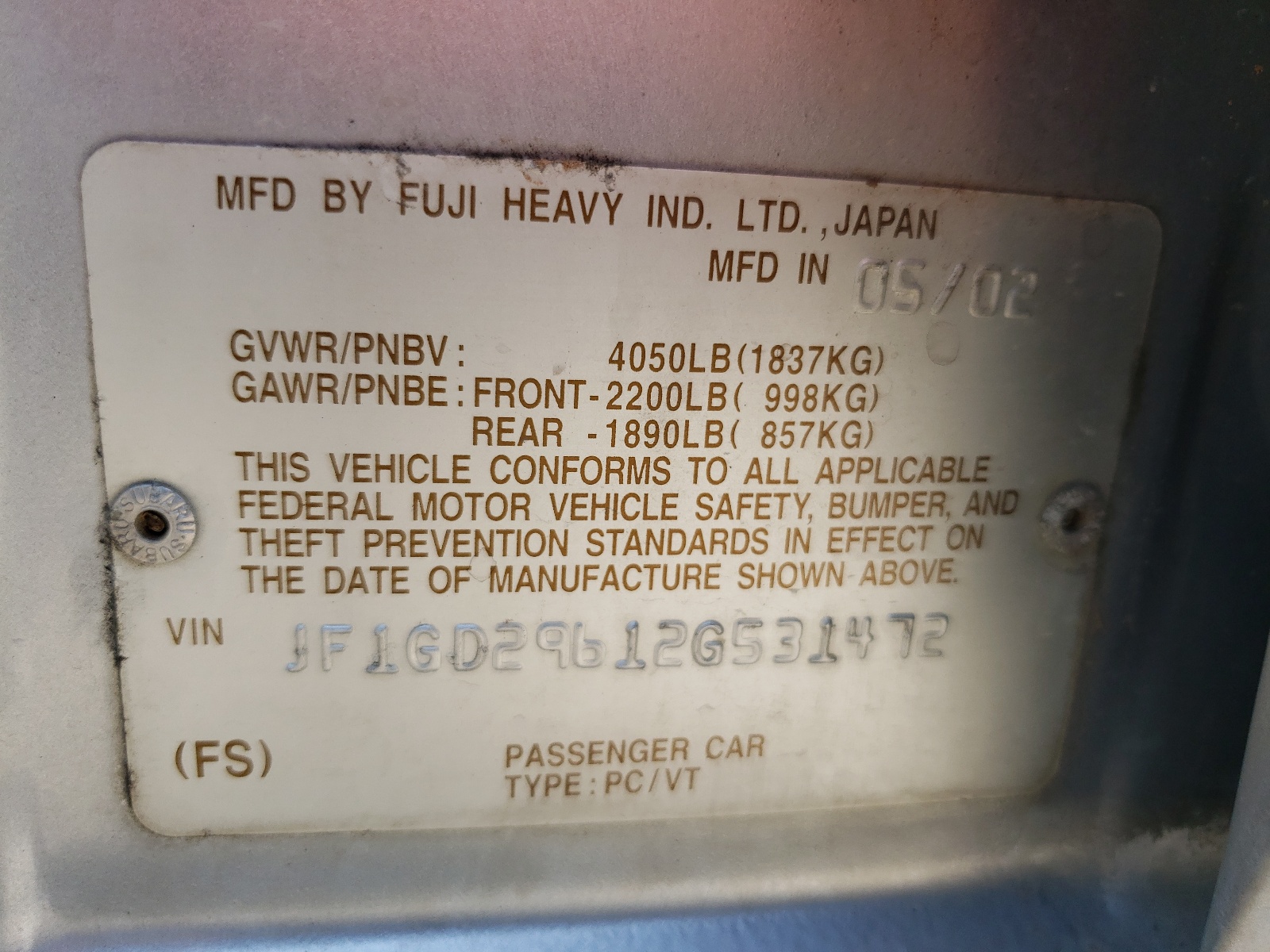 JF1GD29612G531472 2002 Subaru Impreza Wrx