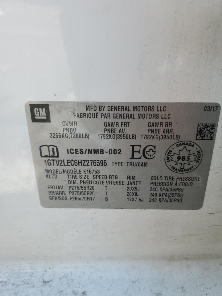 2017 GMC Sierra K1500 VIN: 1GTV2LEC6HZ276596 Lot: 64941344