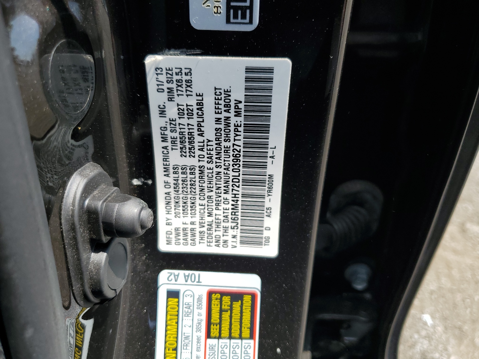 5J6RM4H72DL039627 2013 Honda Cr-V Exl