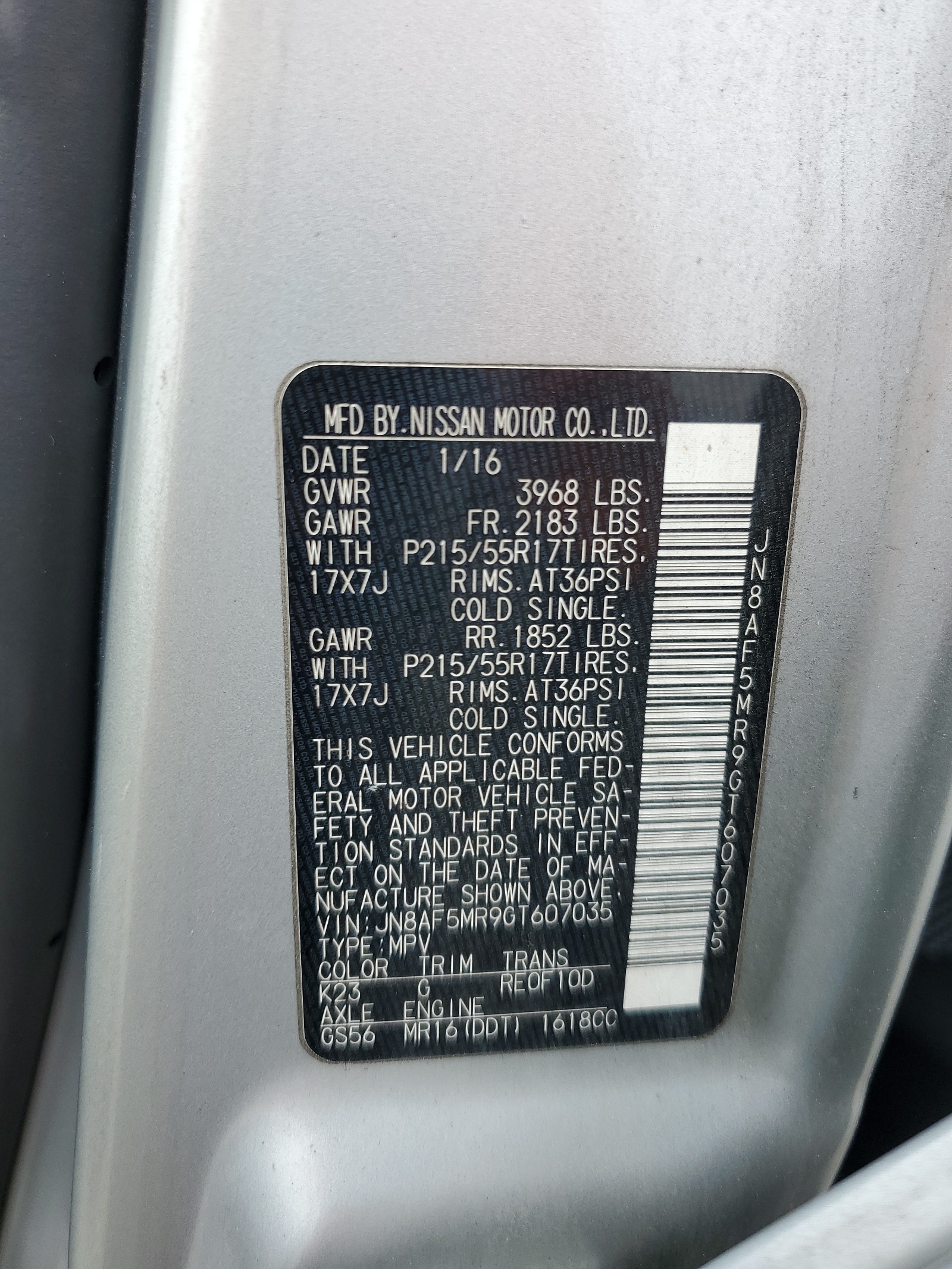 JN8AF5MR9GT607035 2016 Nissan Juke S