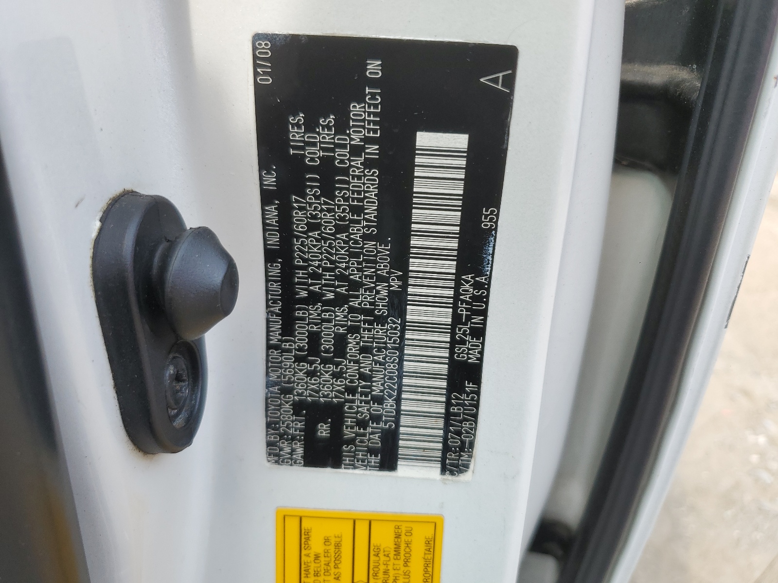 5TDBK22C08S015032 2008 Toyota Sienna Xle