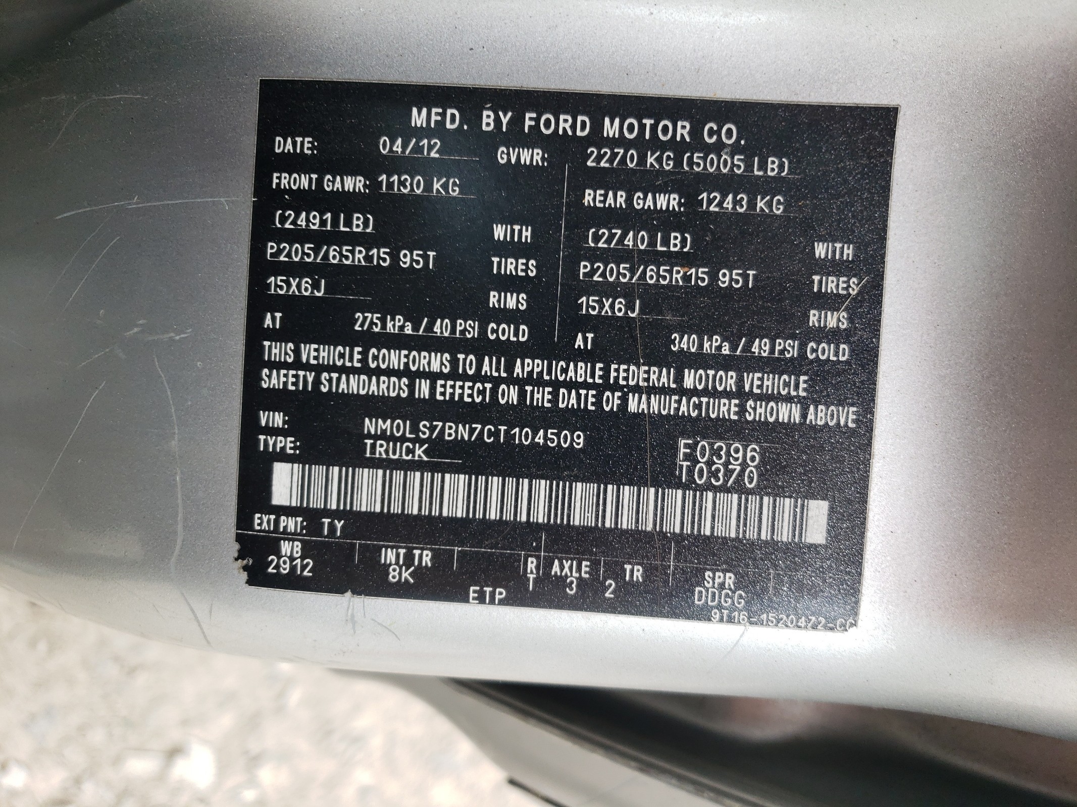 NM0LS7BN7CT104509 2012 Ford Transit Connect Xlt