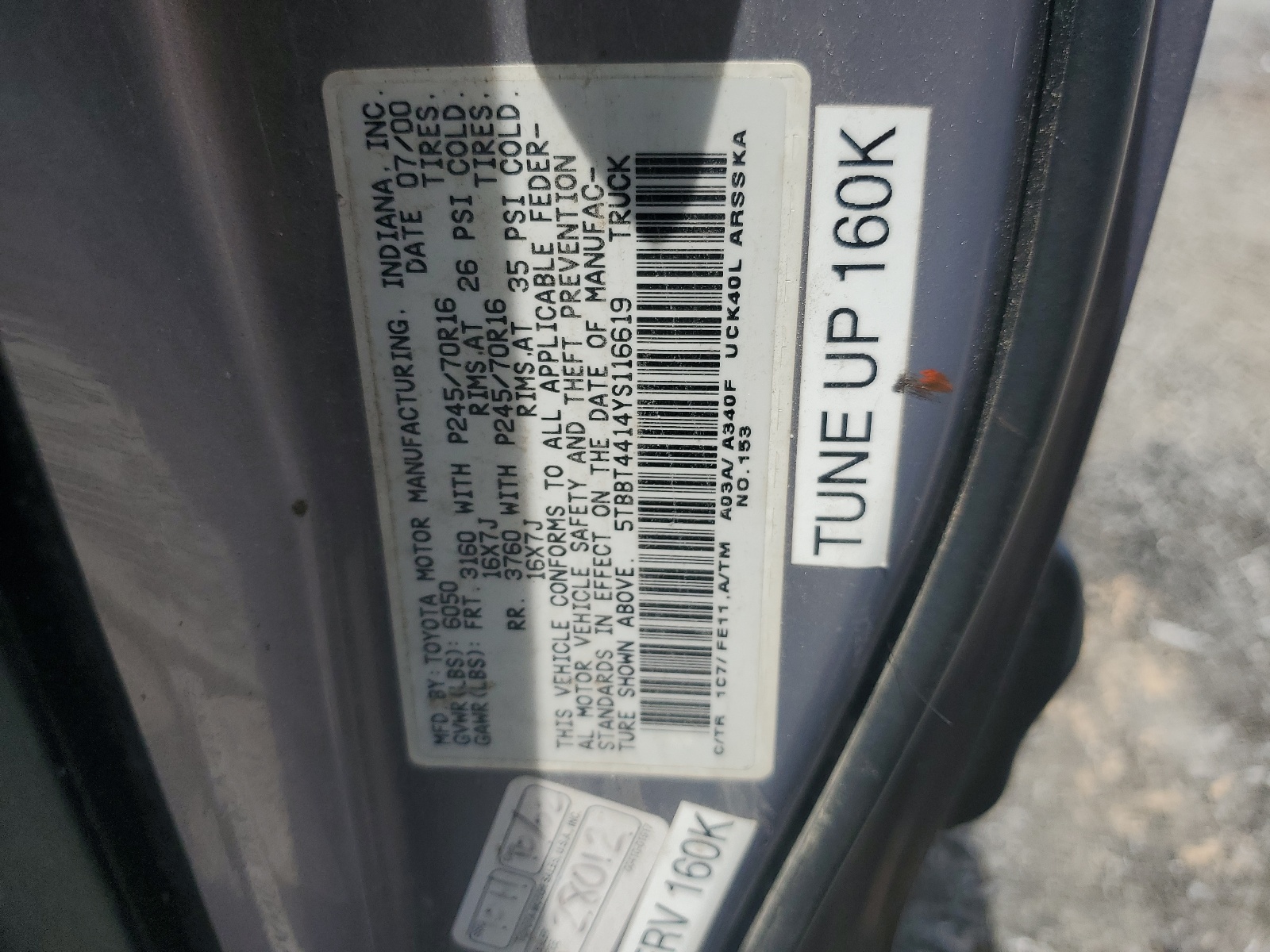 5TBBT4414YS116619 2000 Toyota Tundra Access Cab