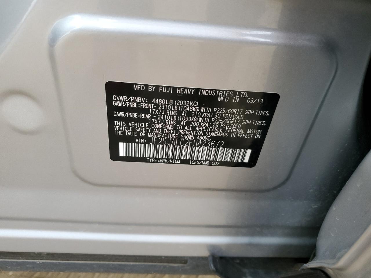 2014 Subaru Forester 2.5I Premium VIN: JF2SJAEC2EH423672 Lot: 64077844