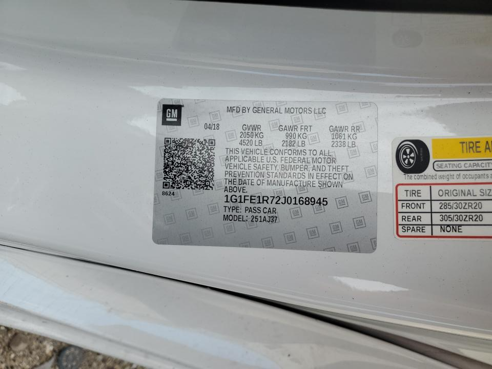 1G1FE1R72J0168945 2018 Chevrolet Camaro Ss