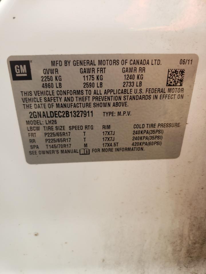 2011 Chevrolet Equinox Lt VIN: 2GNALDEC2B1327911 Lot: 63920574