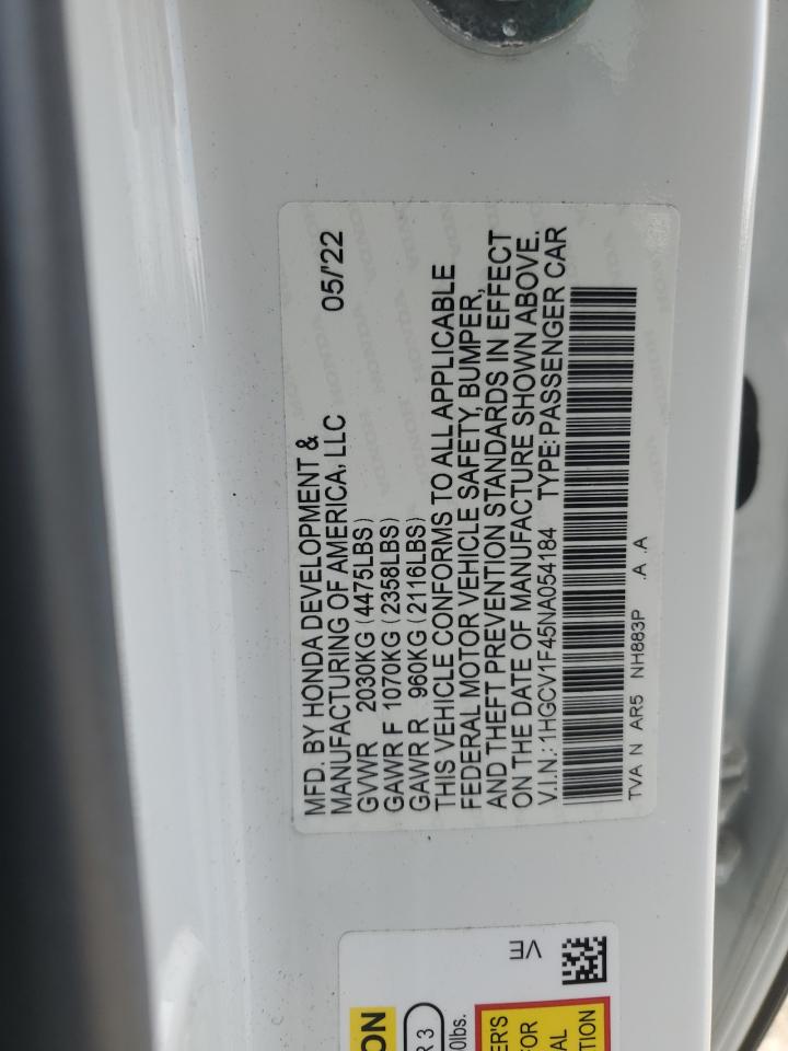 2022 Honda Accord Sport Se VIN: 1HGCV1F45NA054184 Lot: 64779214