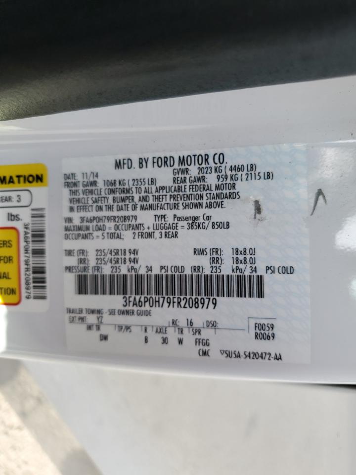 2015 Ford Fusion Se VIN: 3FA6P0H79FR208979 Lot: 62358824