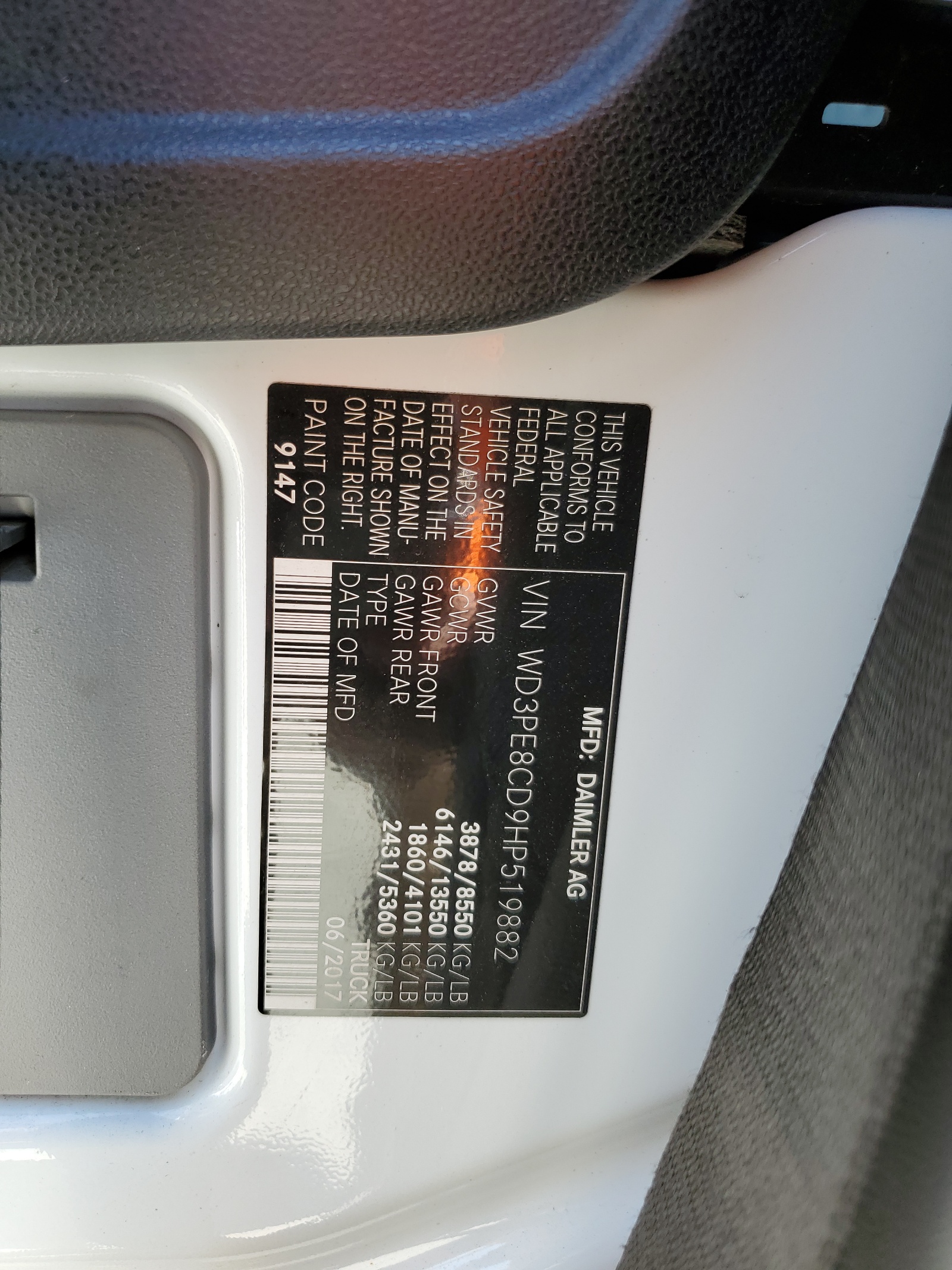 WD3PE8CD9HP519882 2017 Mercedes-Benz Sprinter 2500