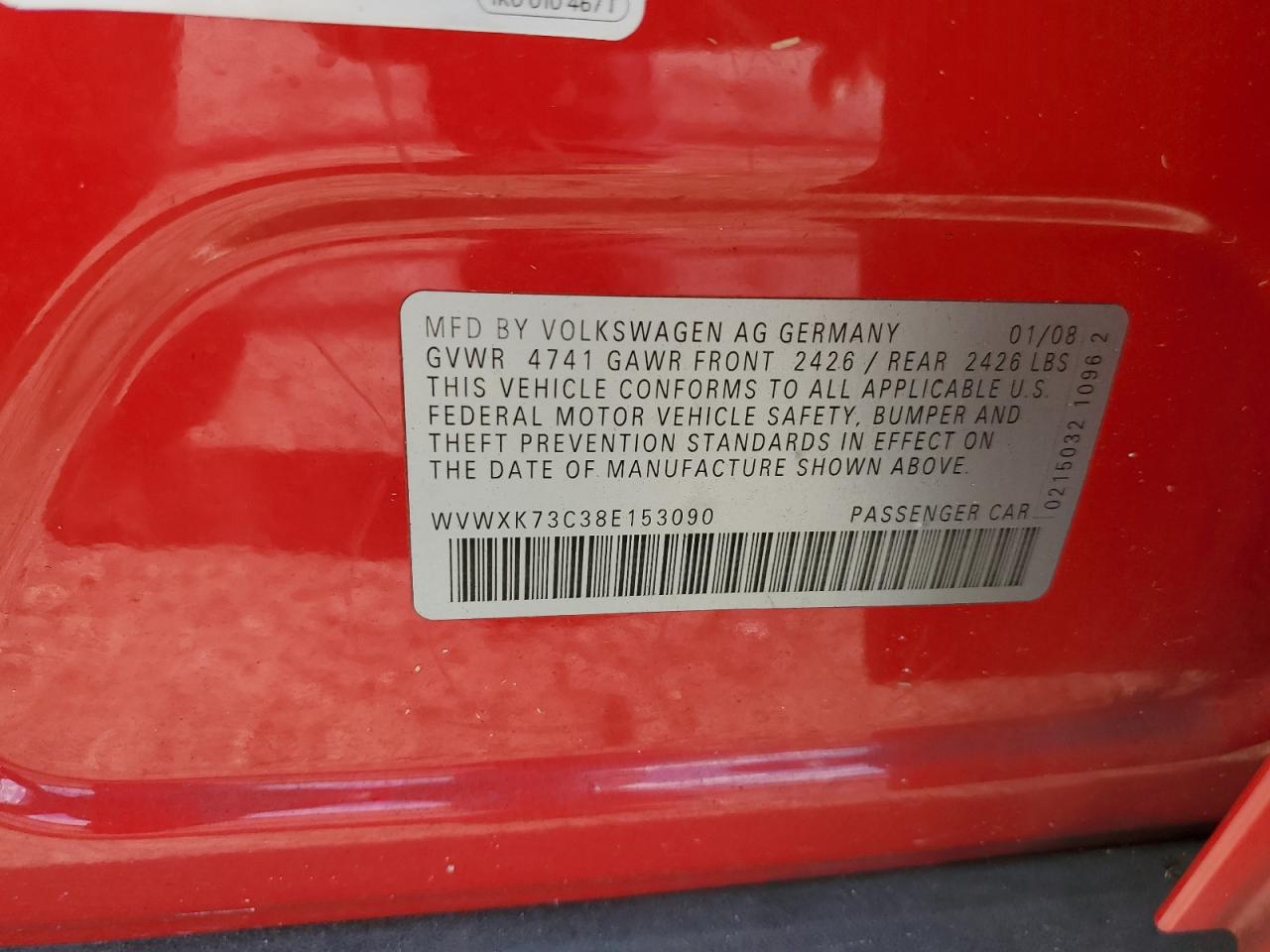 2008 Volkswagen Passat Wagon Turbo VIN: WVWXK73C38E153090 Lot: 62114004