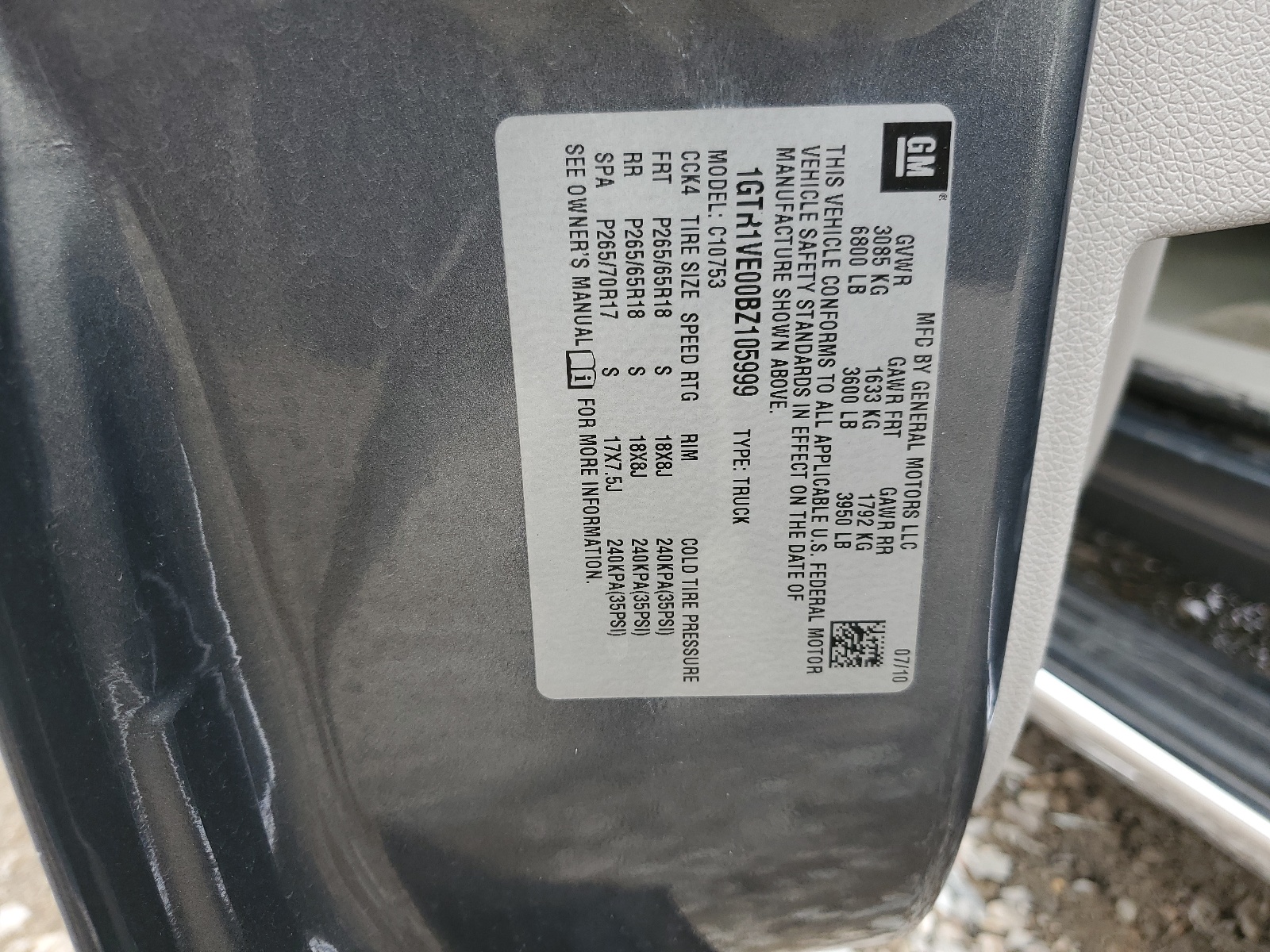 1GTR1VE00BZ105999 2011 GMC Sierra C1500 Sle