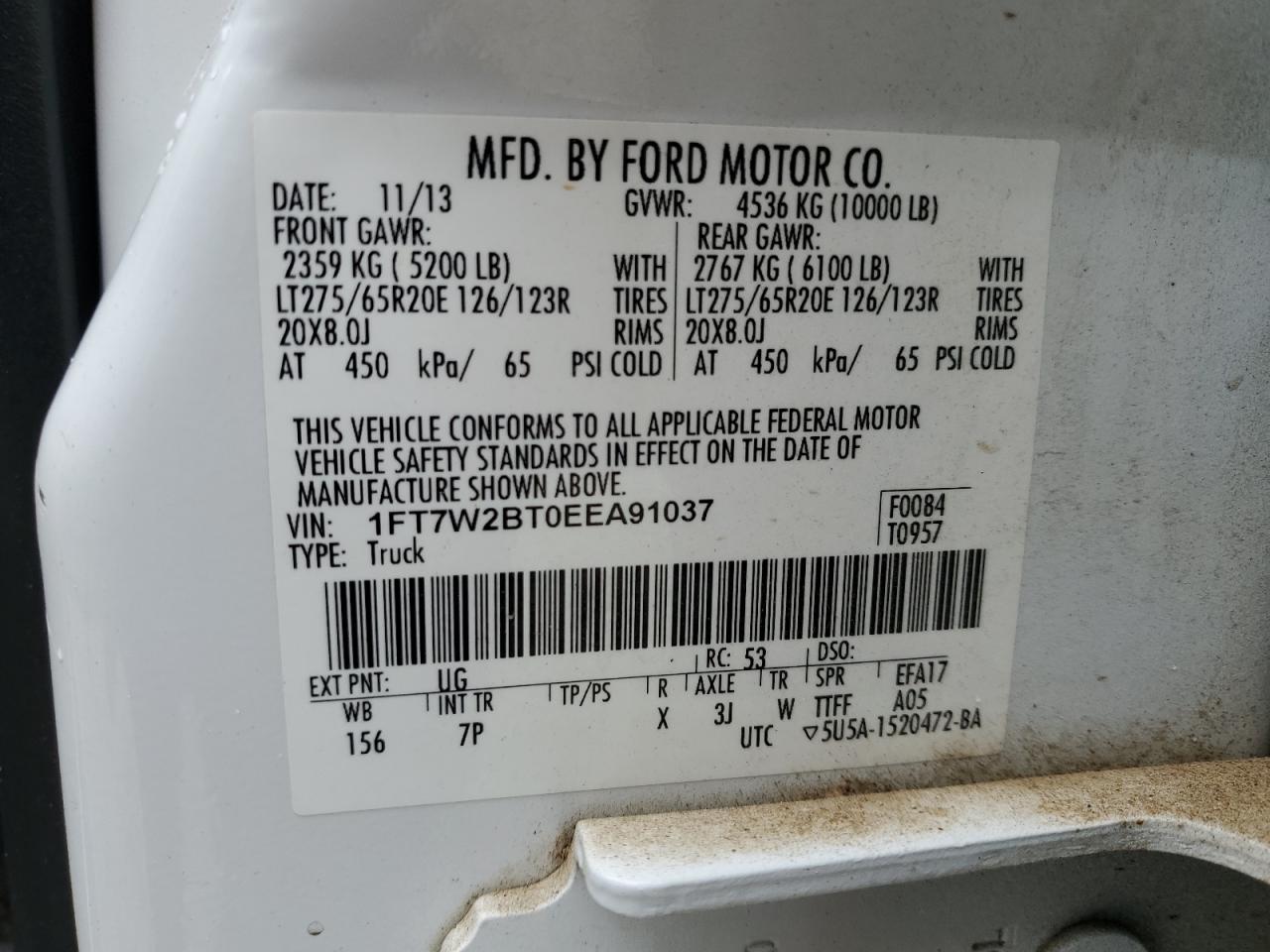 1FT7W2BT0EEA91037 2014 Ford F250 Super Duty