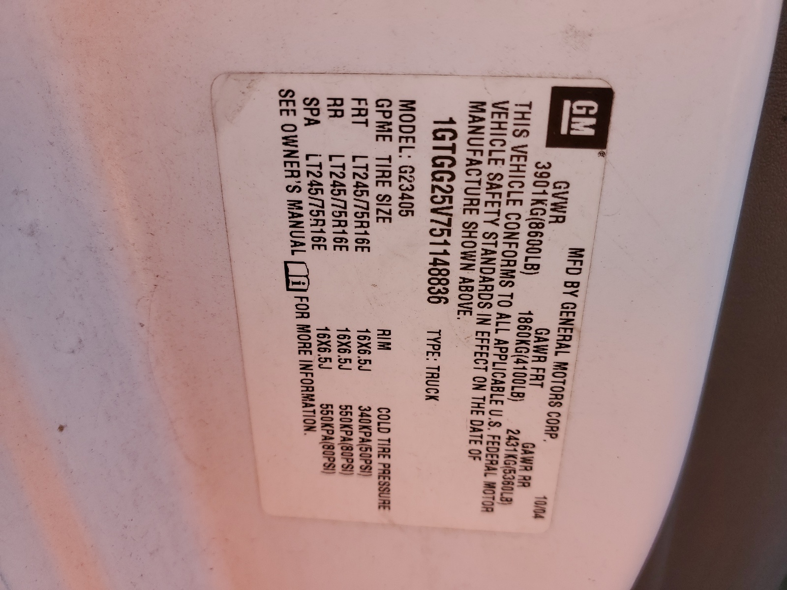 1GTGG25V751148836 2005 GMC Savana G2500