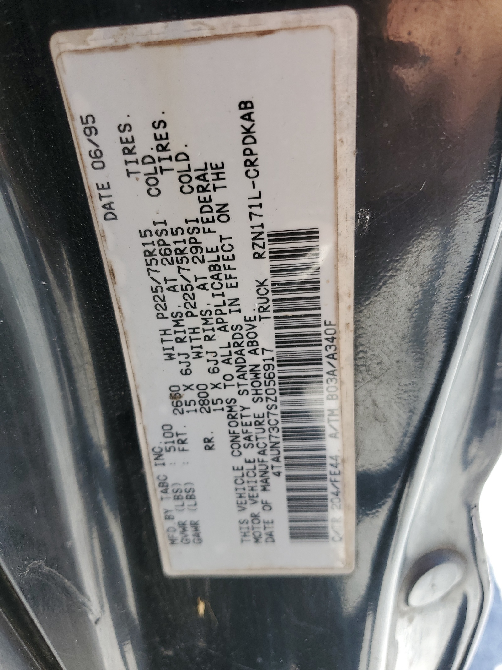 4TAUN73C7SZ056917 1995 Toyota Tacoma Xtracab