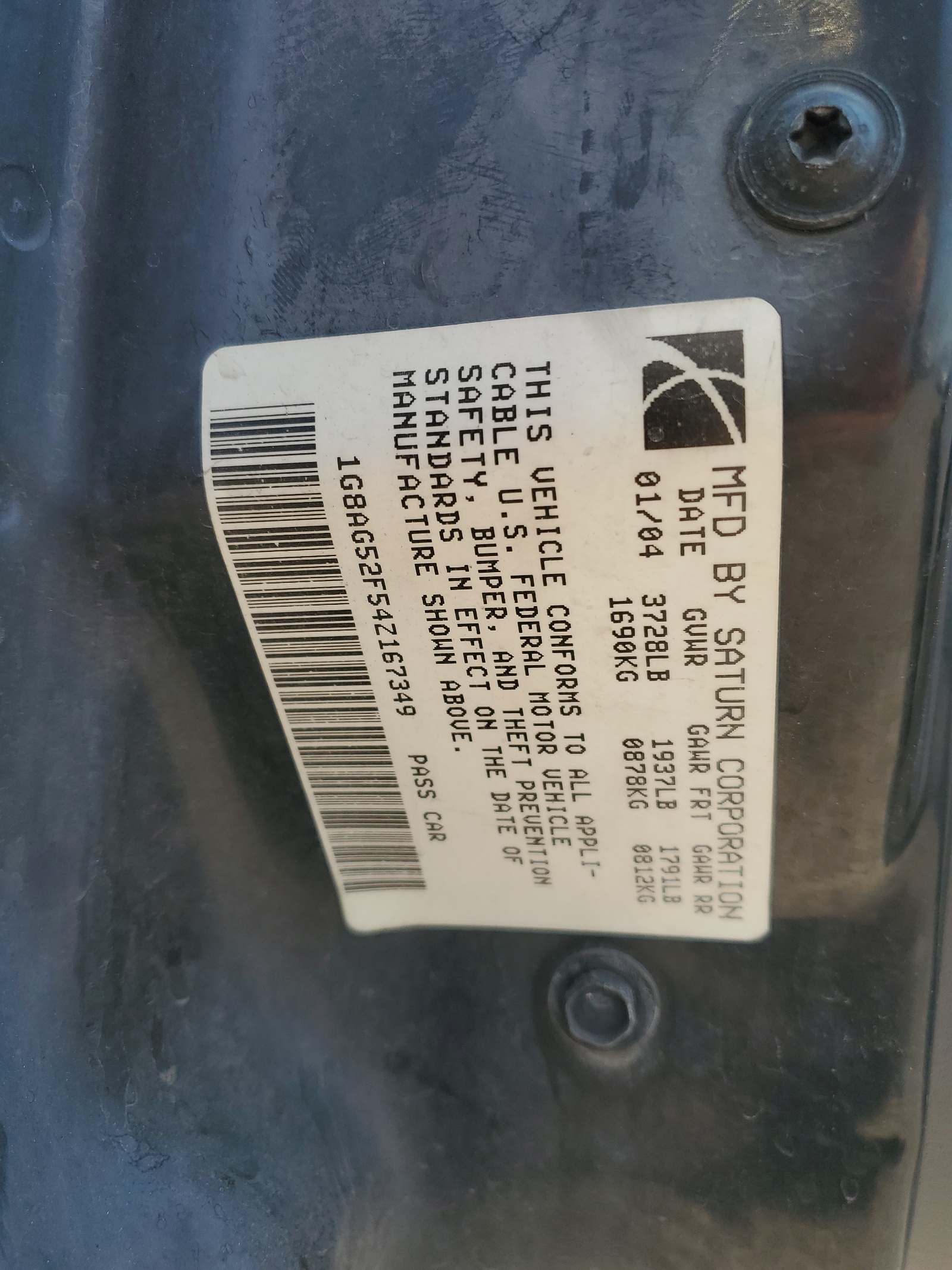 1G8AG52F54Z167349 2004 Saturn Ion Level 1