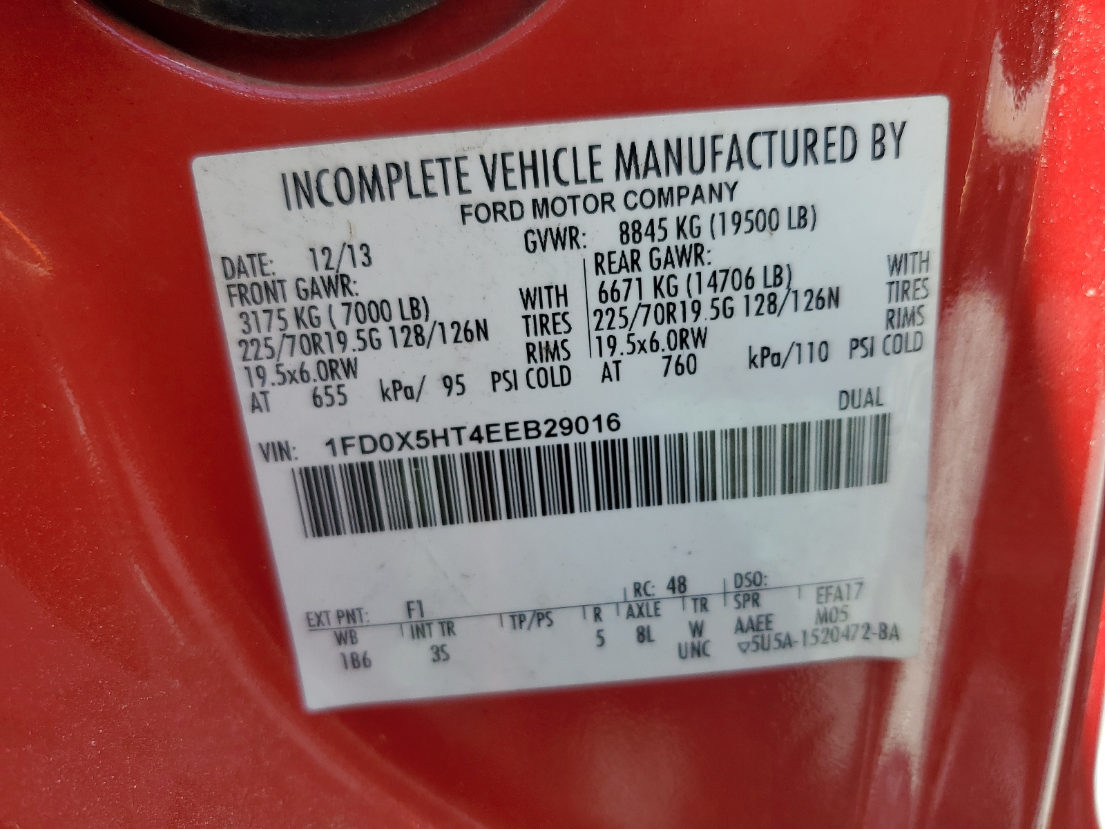 1FD0X5HT4EEB29016 2014 Ford F550 Super Duty