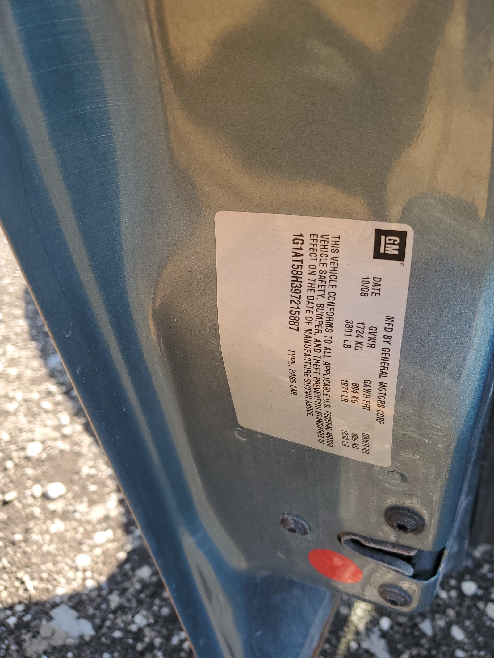 1G1AT58H397215887 2009 Chevrolet Cobalt Lt