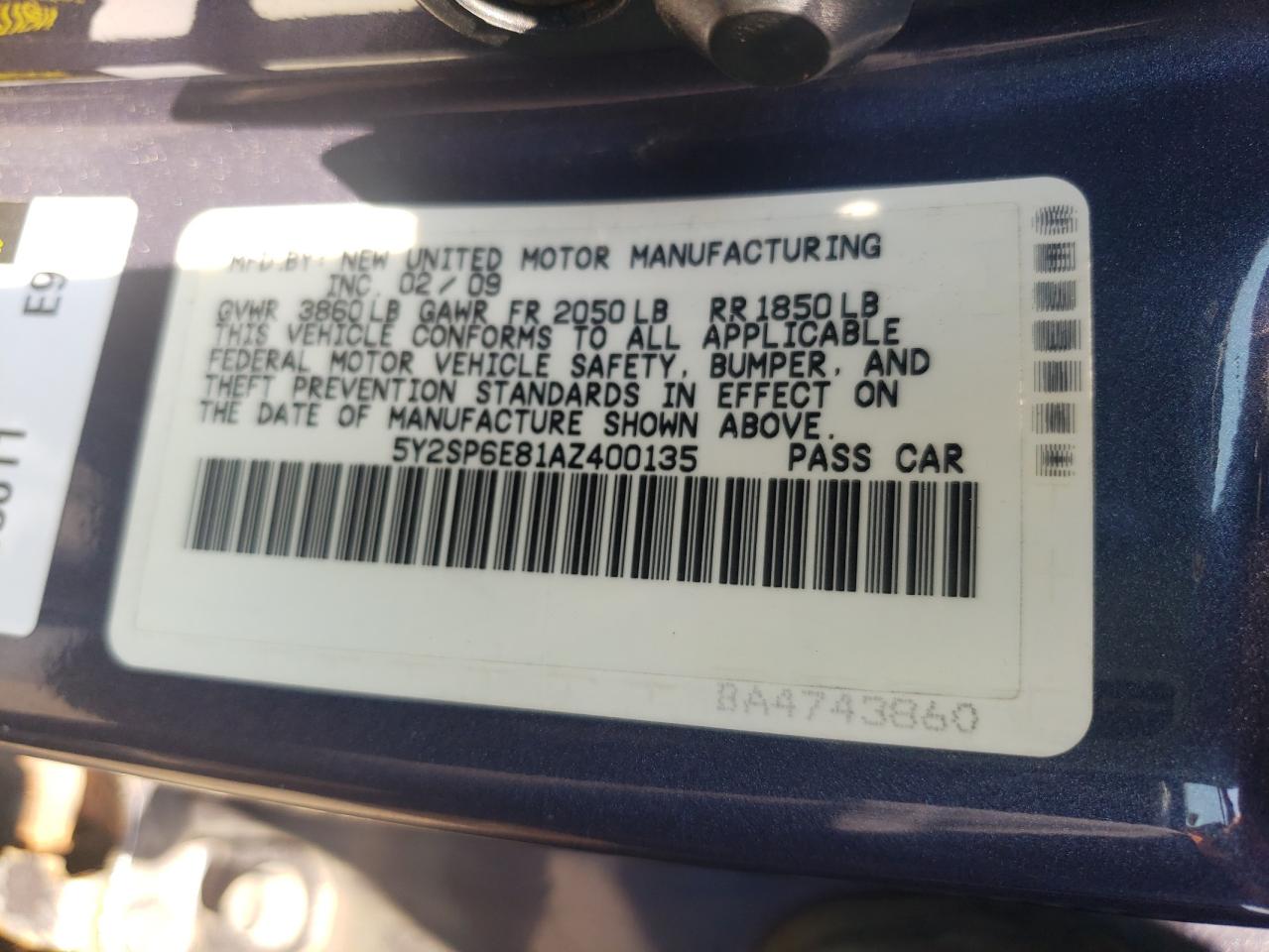 5Y2SP6E81AZ400135 2010 Pontiac Vibe