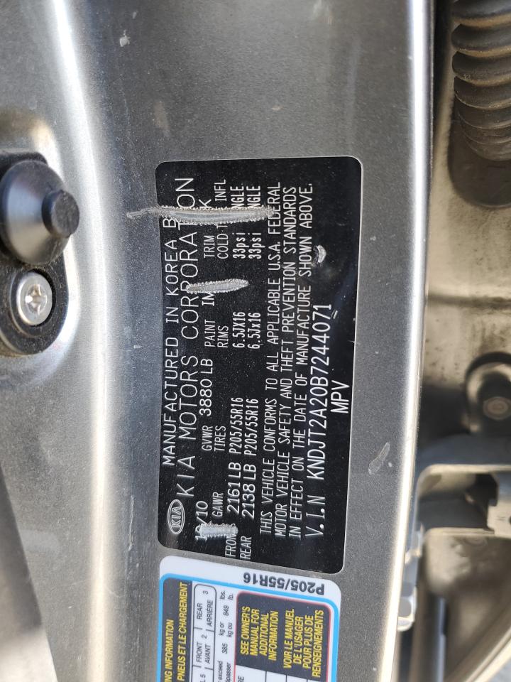 2011 Kia Soul + VIN: KNDJT2A20B7244071 Lot: 63645264