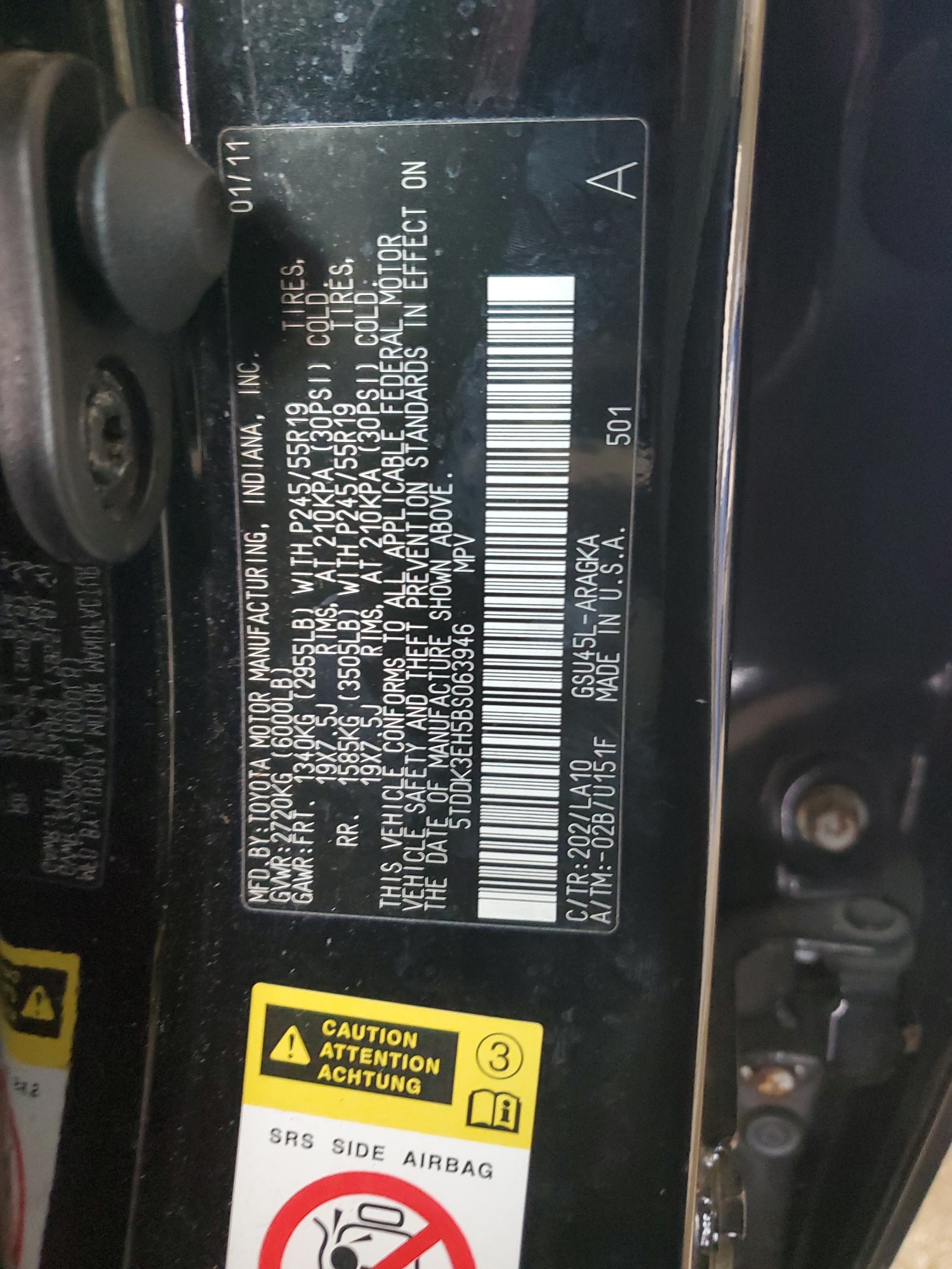 5TDDK3EH5BS063946 2011 Toyota Highlander Limited