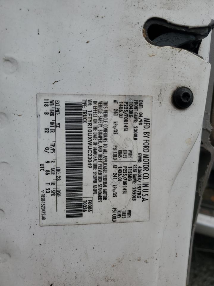 1998 Ford Ranger VIN: 1FTYR10UXWUC23049 Lot: 62124494