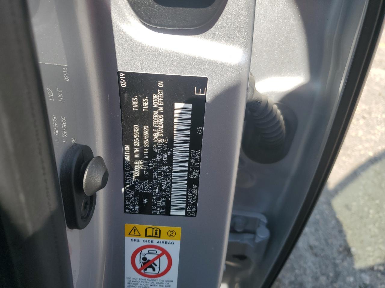 2019 Lexus Rx 350 L VIN: JTJGZKCA3K2012121 Lot: 63028544