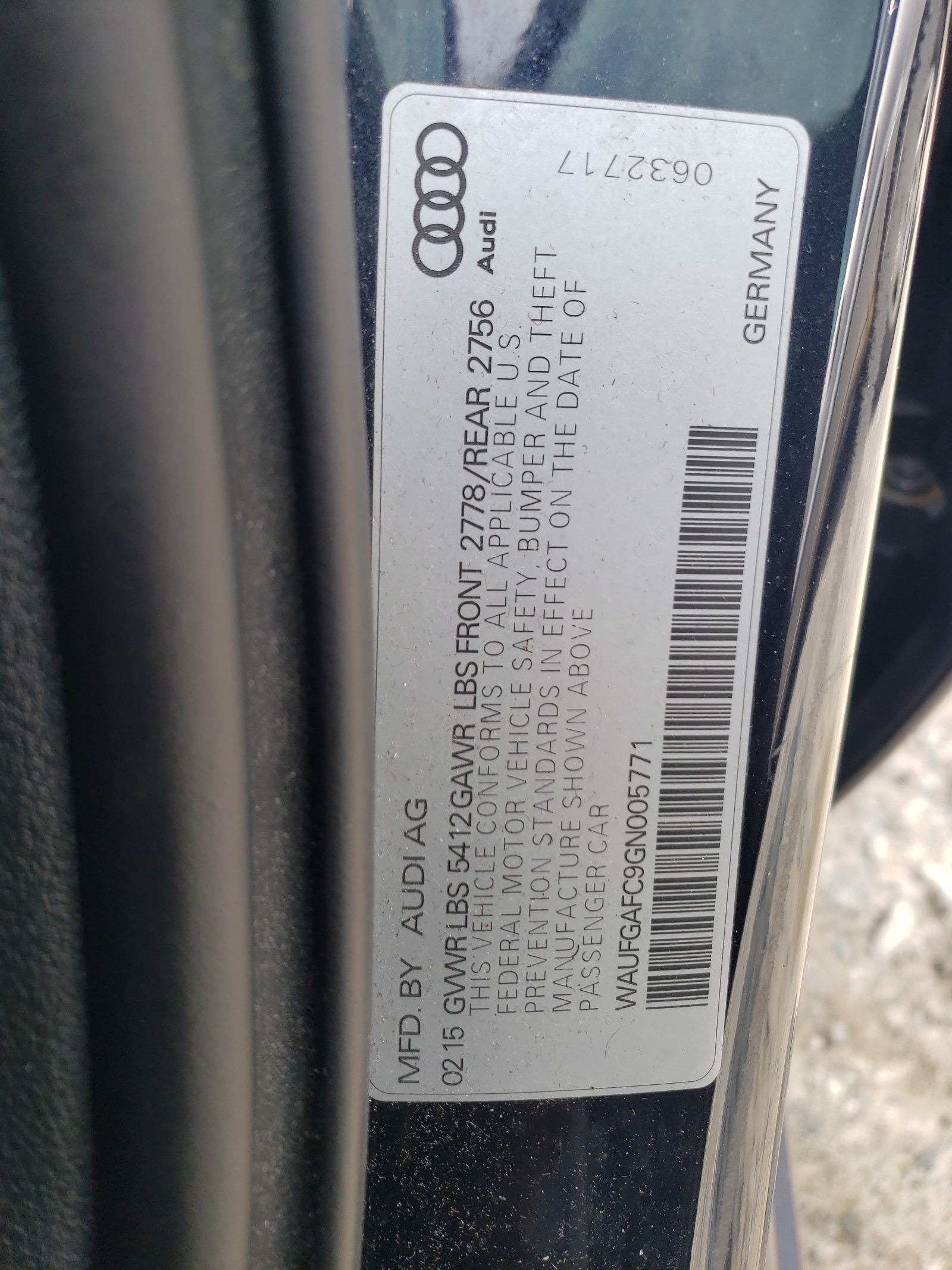 WAUFGAFC9GN005771 2016 Audi A6 Premium Plus