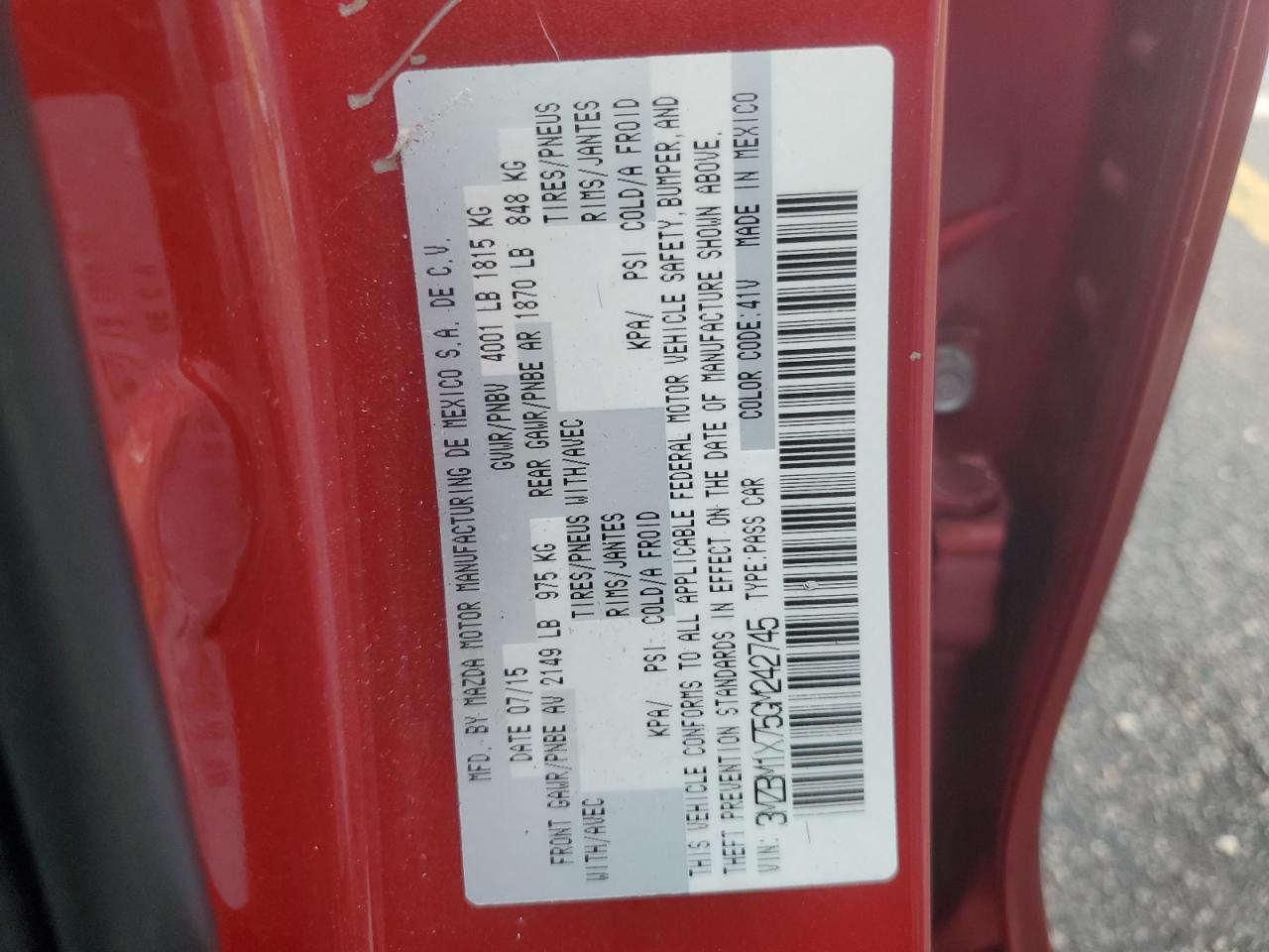 2016 Mazda 3 Grand Touring VIN: 3MZBM1X75GM242745 Lot: 65086594