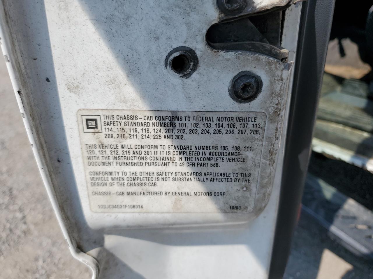 2001 GMC New Sierra C3500 VIN: 1GDJC34G31F108014 Lot: 60218784