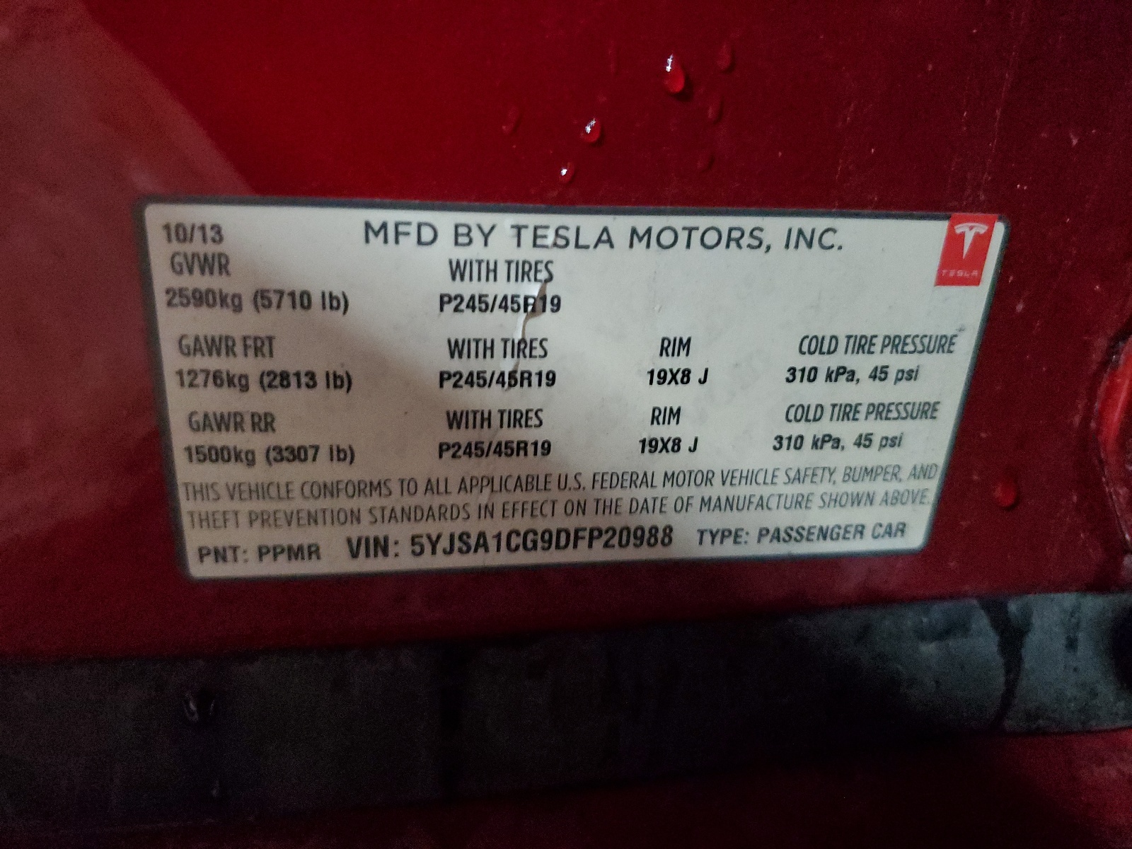 5YJSA1CG9DFP20988 2013 Tesla Model S