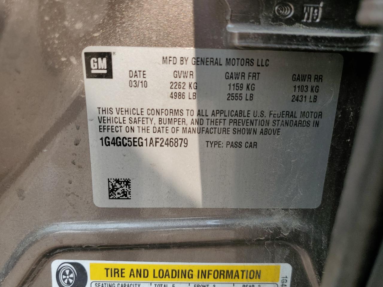 2010 Buick Lacrosse Cxl VIN: 1G4GC5EG1AF246879 Lot: 64065194