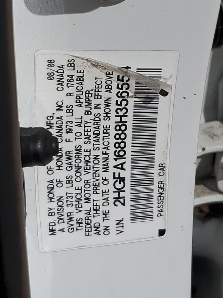 2008 Honda Civic Ex VIN: 2HGFA16888H356554 Lot: 62966104