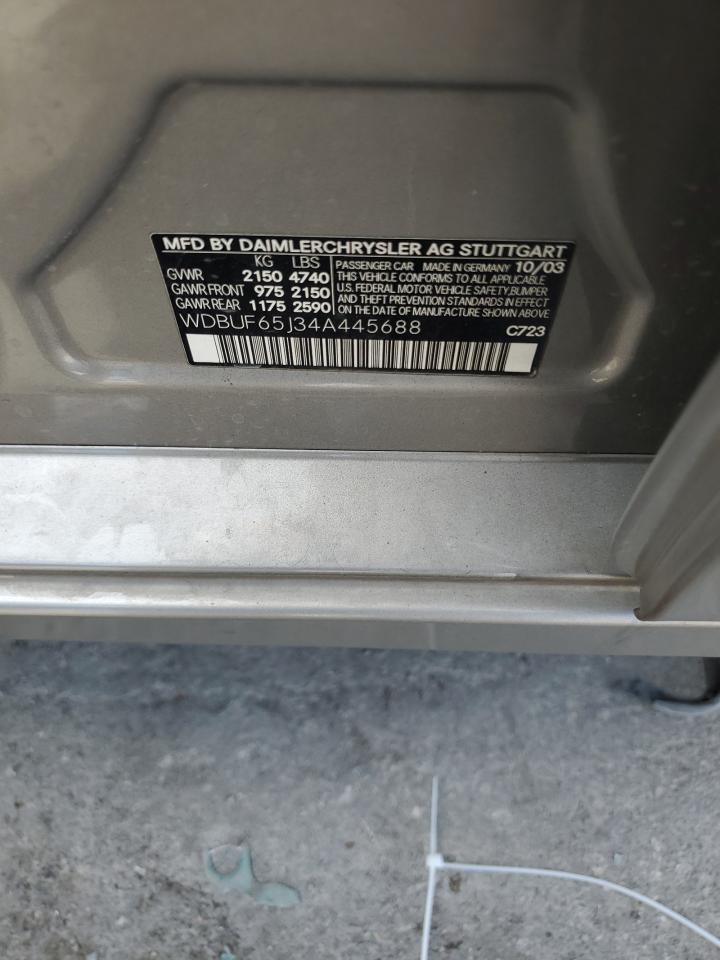 2004 Mercedes-Benz E 320 VIN: WDBUF65J34A445688 Lot: 61600144