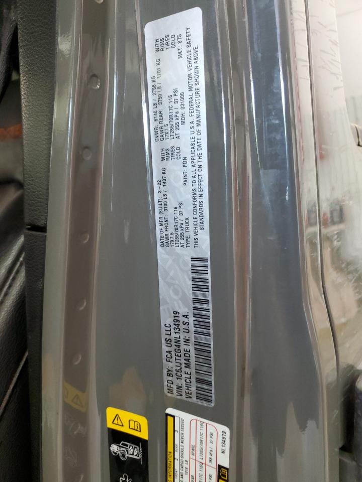 2022 Jeep Gladiator Mojave VIN: 1C6JJTEG4NL134919 Lot: 61739444