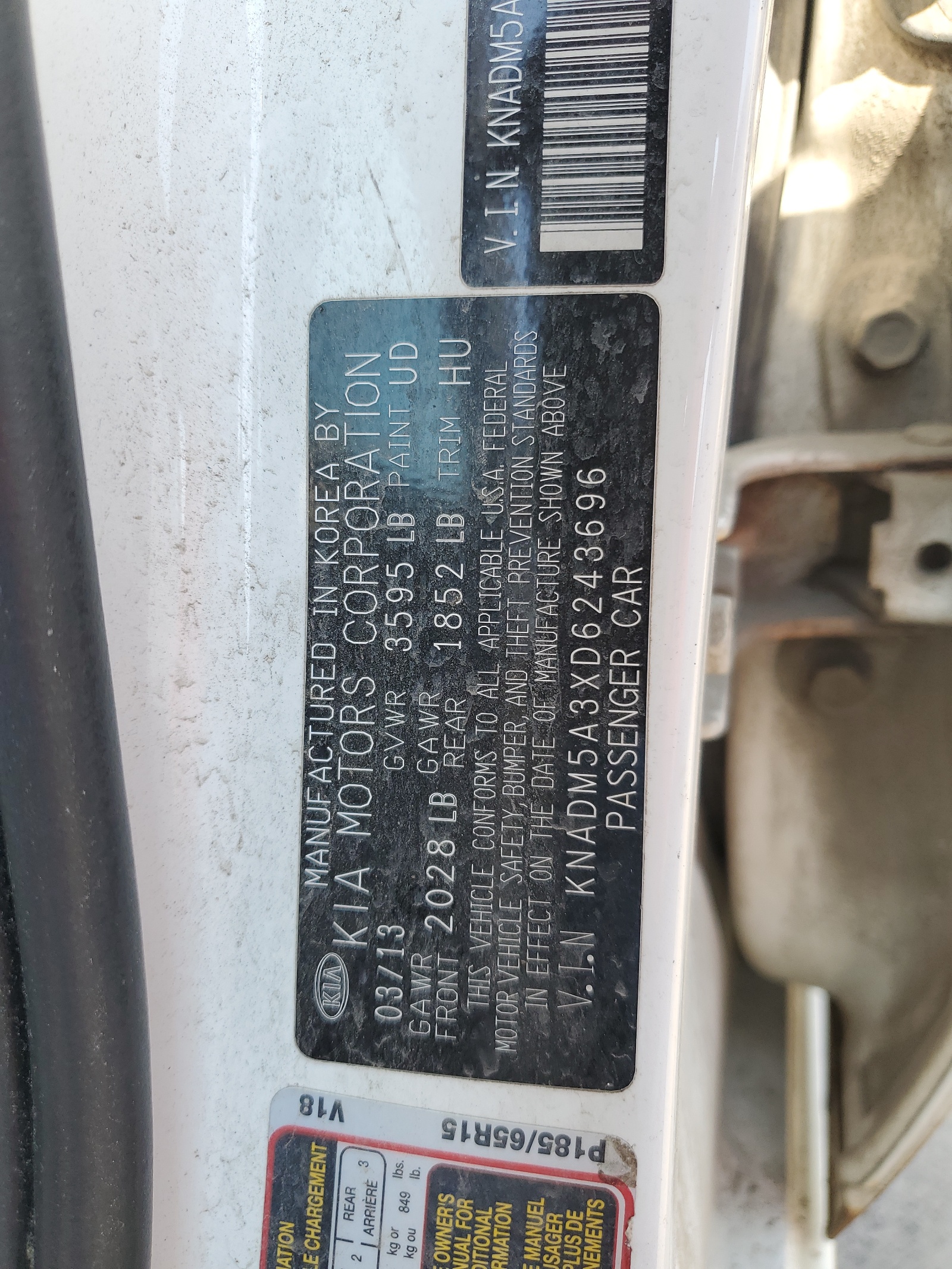 KNADM5A3XD6243696 2013 Kia Rio Lx