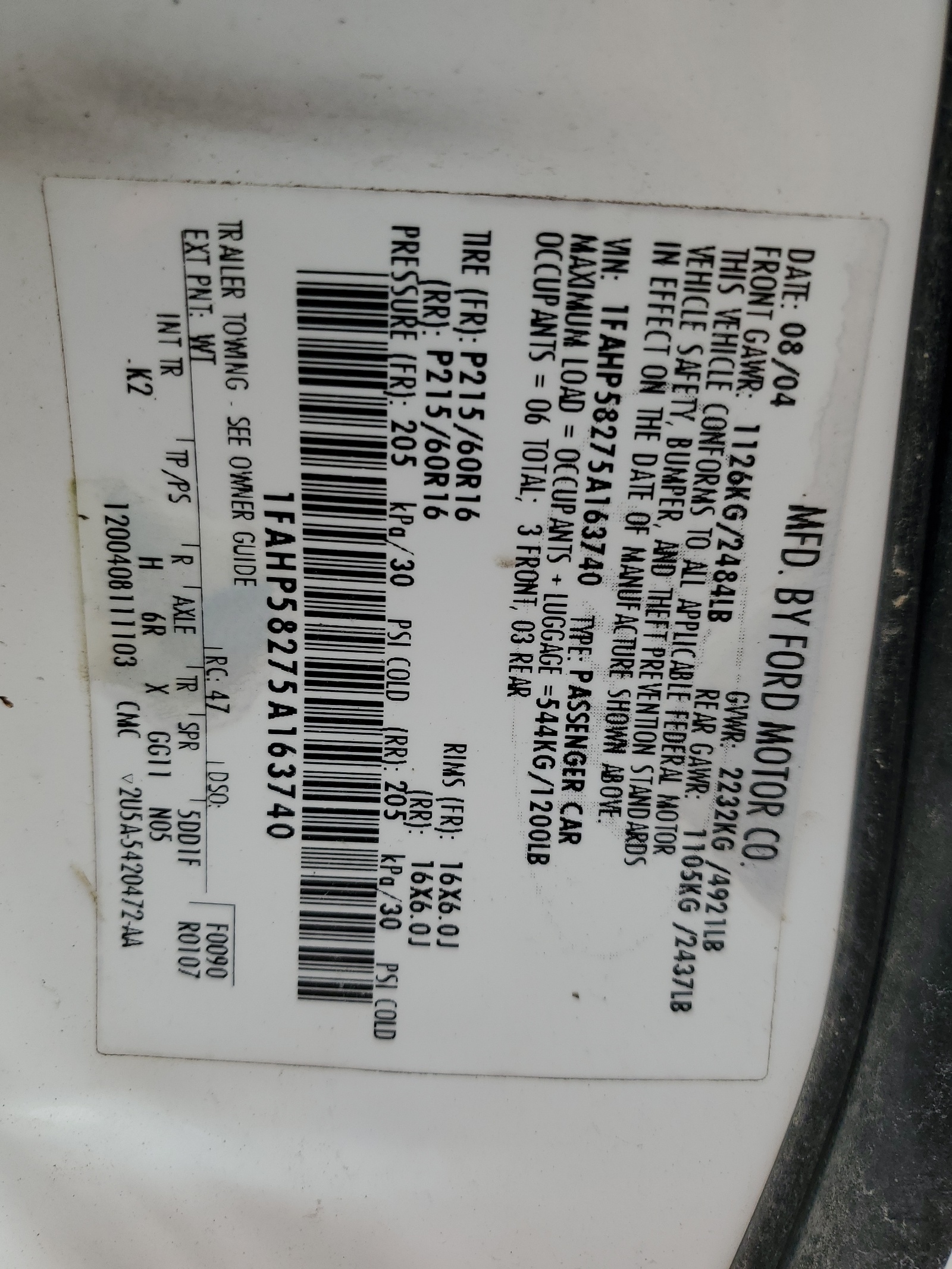 1FAHP58275A163740 2005 Ford Taurus Se