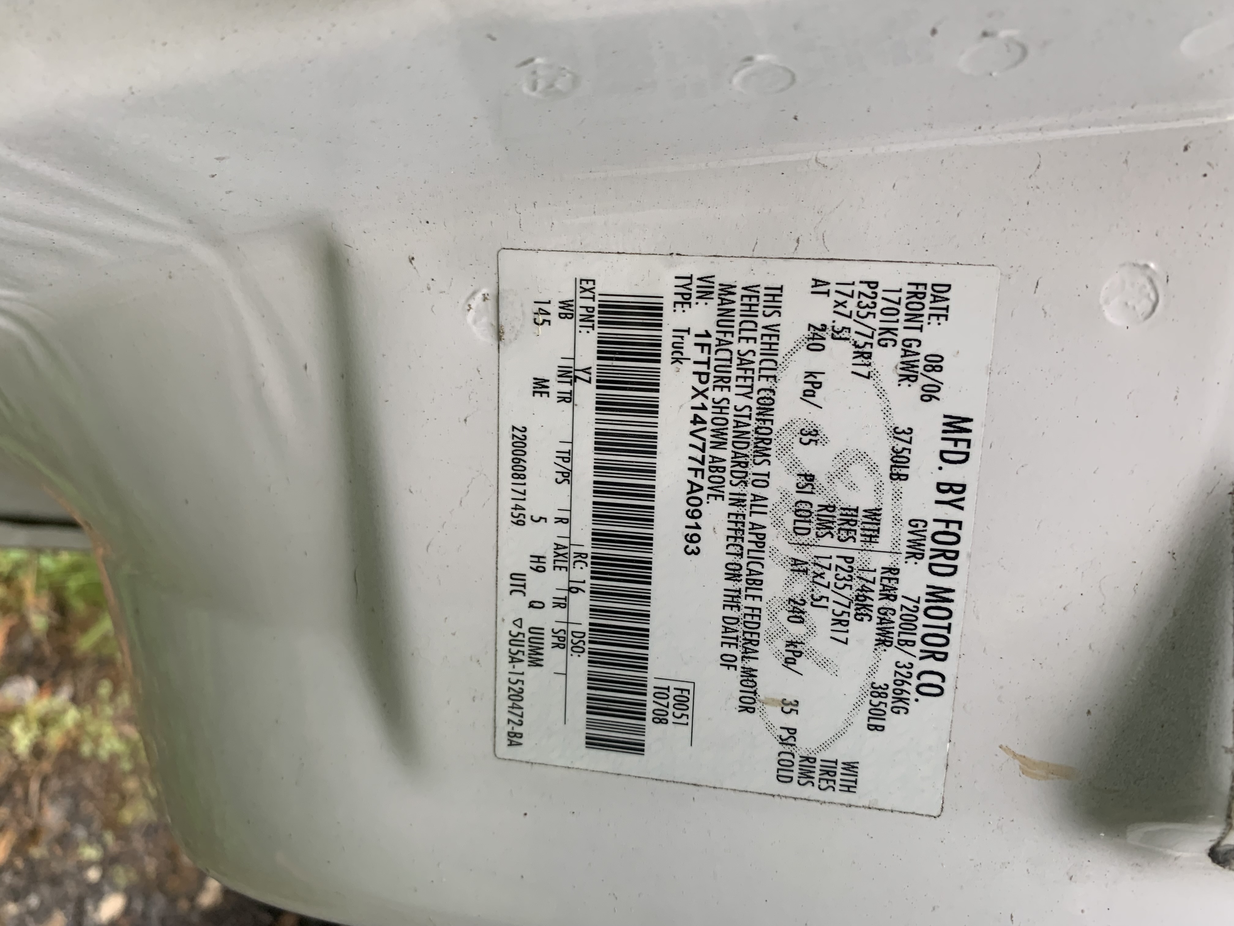 1FTPX14V77FA09193 2007 Ford F150