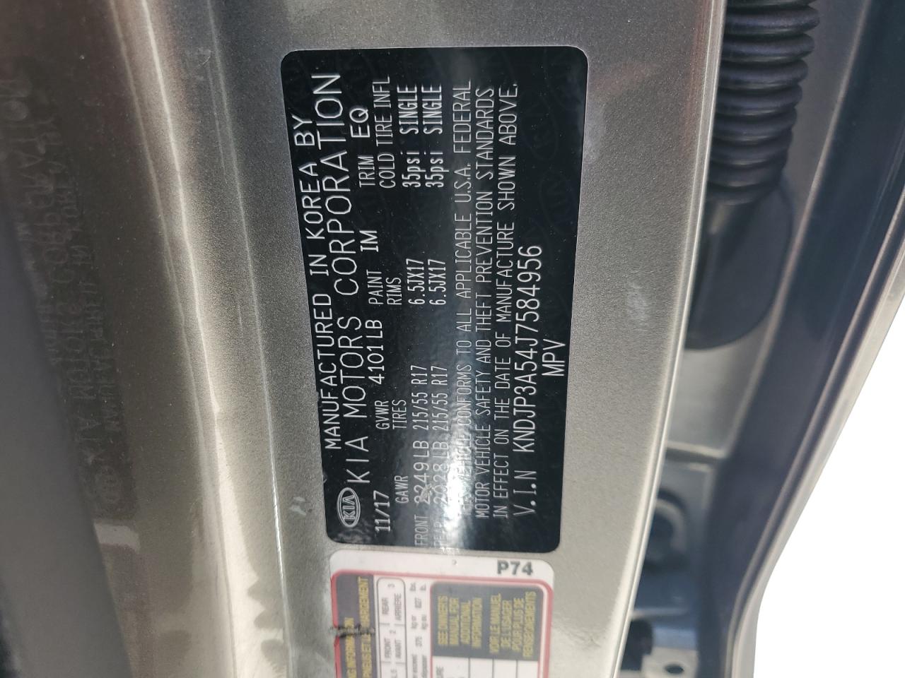 2018 Kia Soul + VIN: KNDJP3A54J7584956 Lot: 64084864