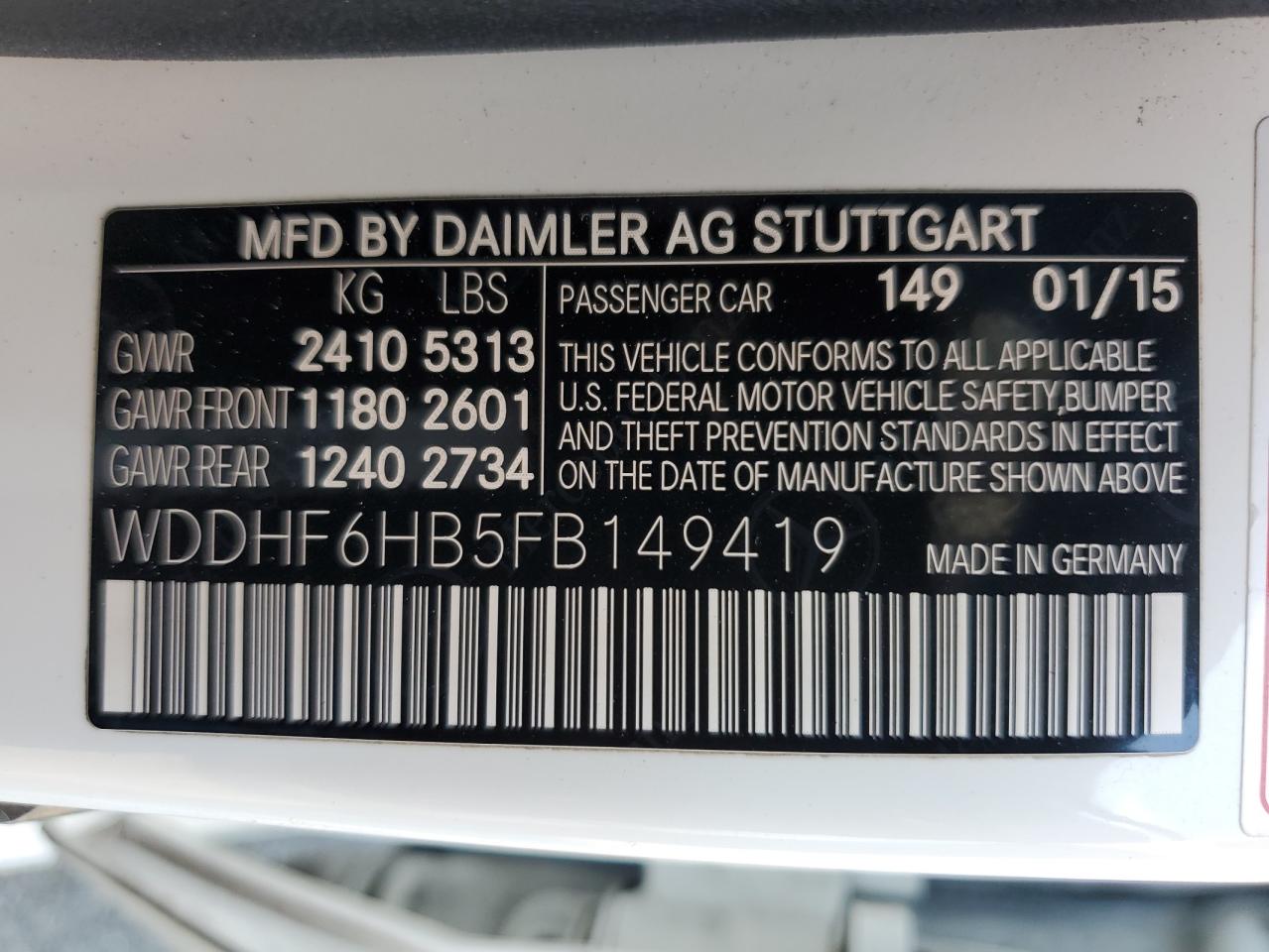 2015 Mercedes-Benz E 400 4Matic VIN: WDDHF6HB5FB149419 Lot: 62890854