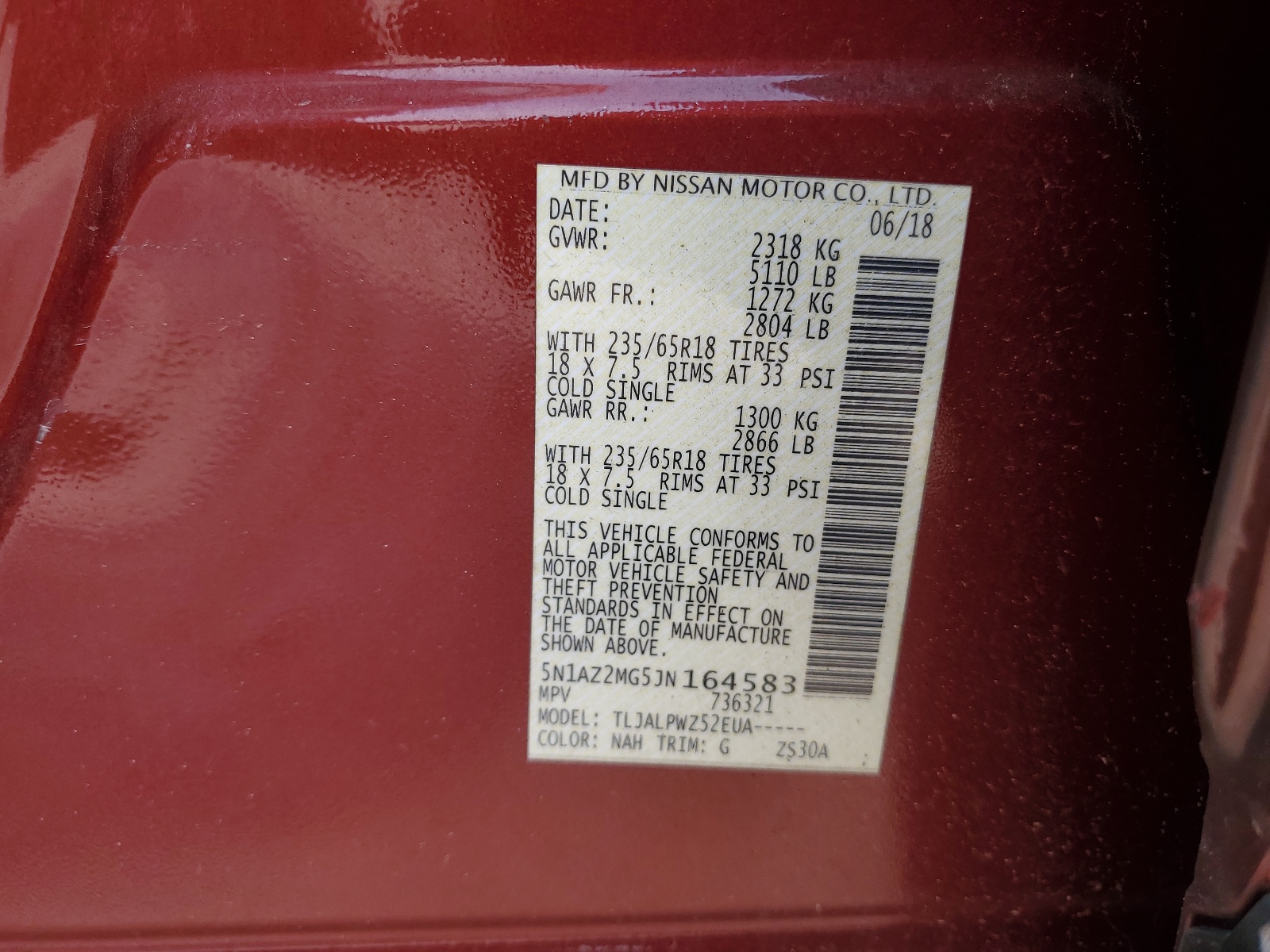 5N1AZ2MG5JN164583 2018 Nissan Murano S